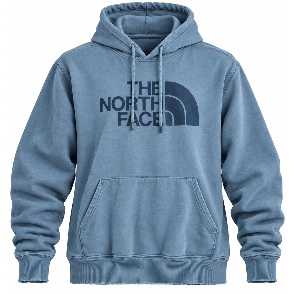 The North Face Mens Blue Logo Fleece Pullover Hoodie Sweatshirt Size Large